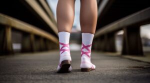 A person wearing well-fitted socks